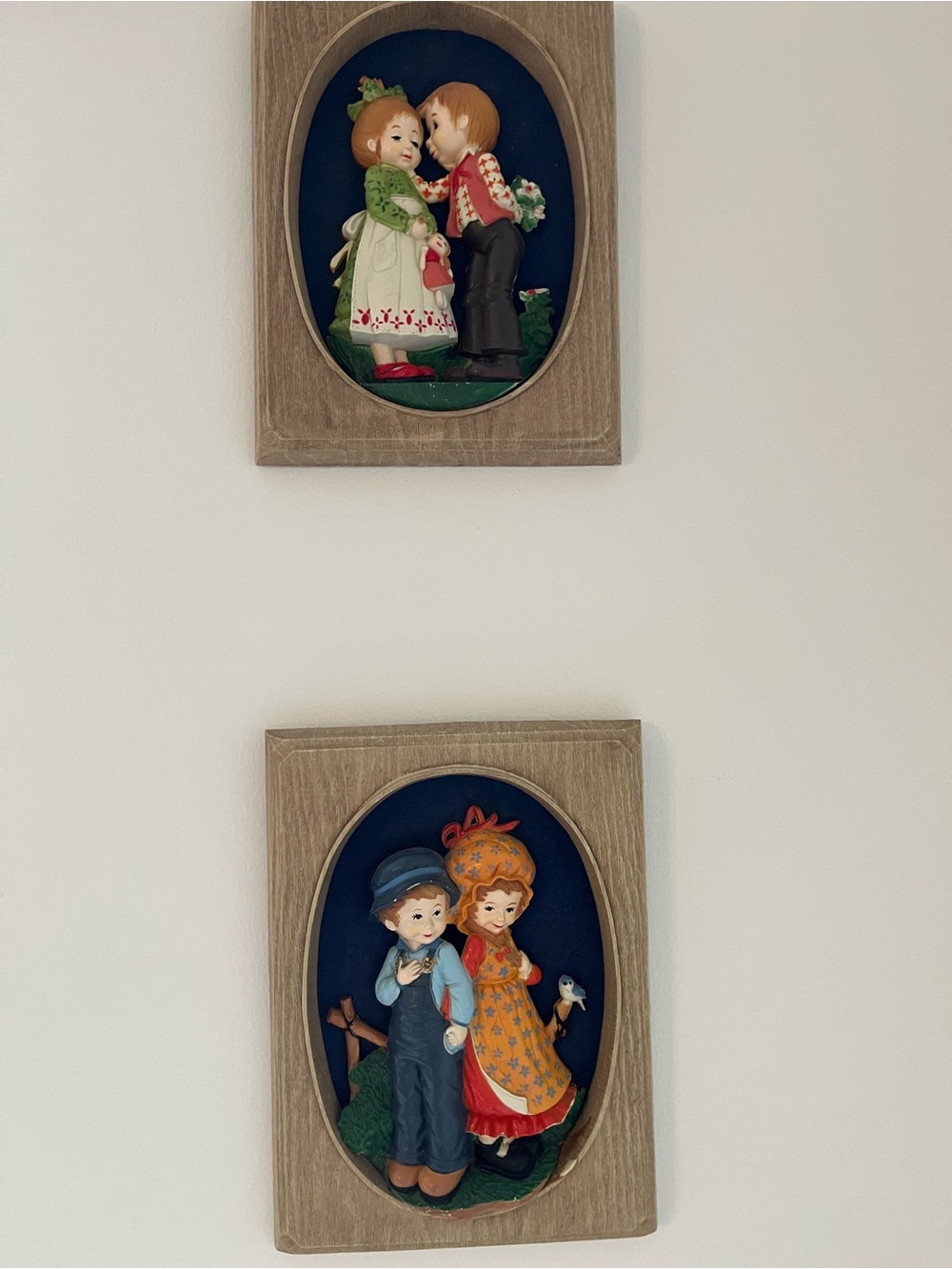 Vintage resin Jack and Jill wall plaques